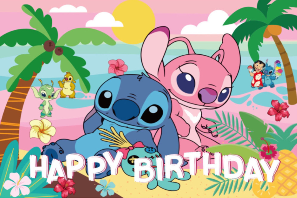 Stitch pink backdrop.