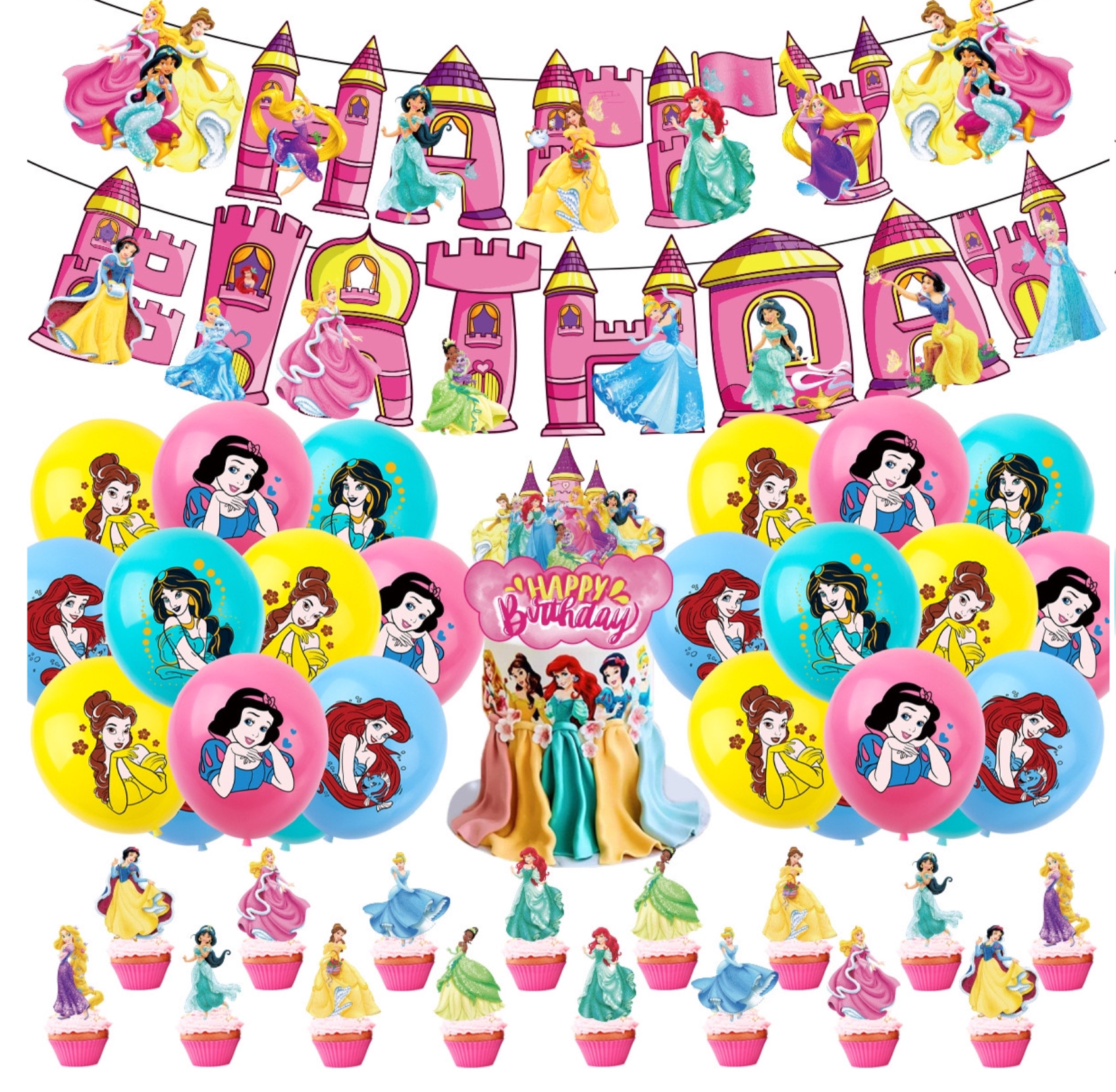 Princesses Birthday Party Decorations – Complete Decoration Set.