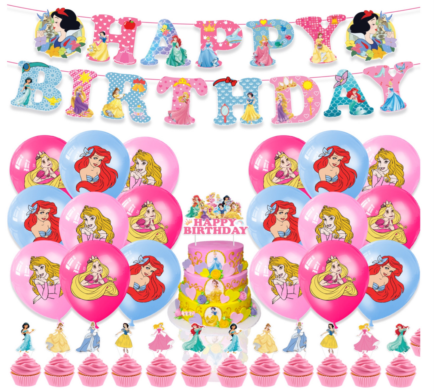 Princesses Birthday Party Decorations – Complete Decoration Set.