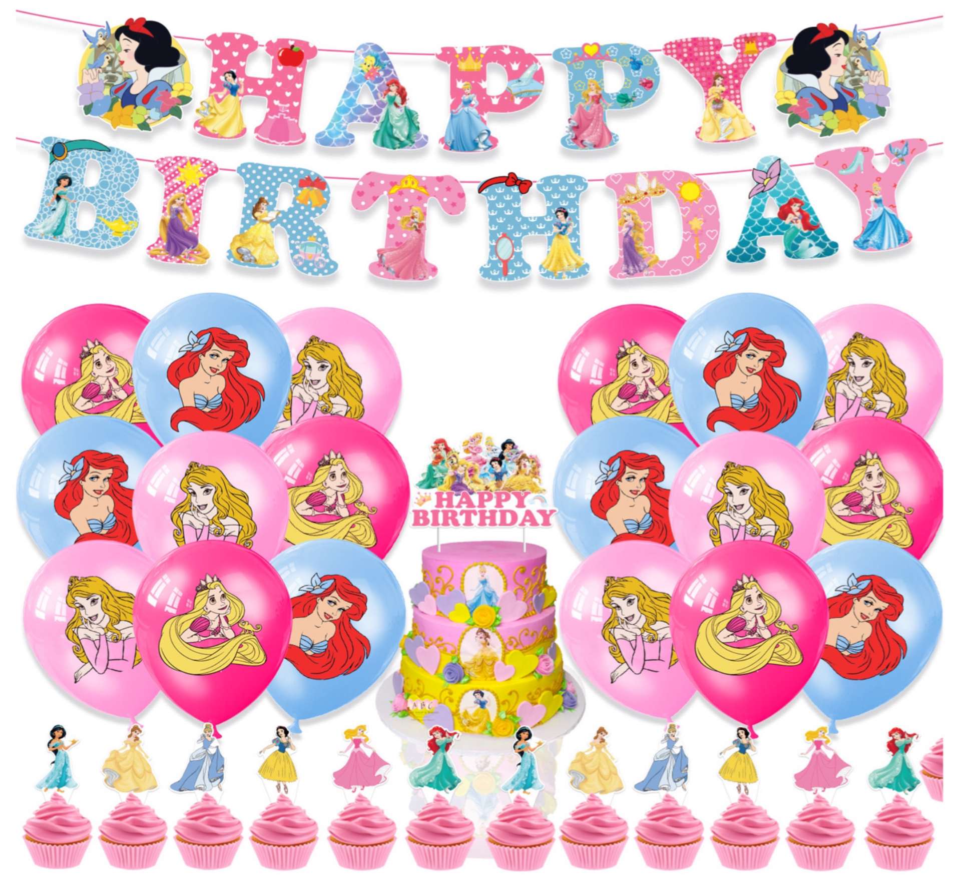 Princesses Birthday Party Decorations – Complete Decoration Set.