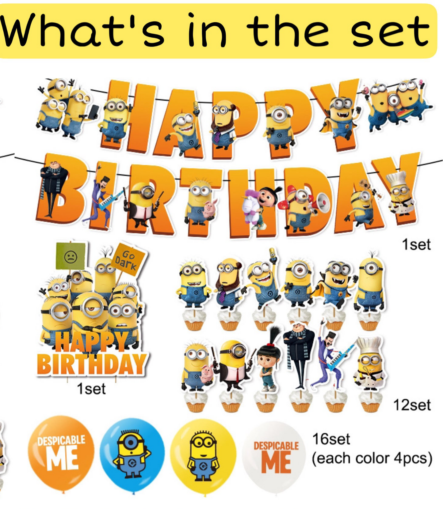 Minions 01 Birthday Party Decorations – Complete Decoration Set.