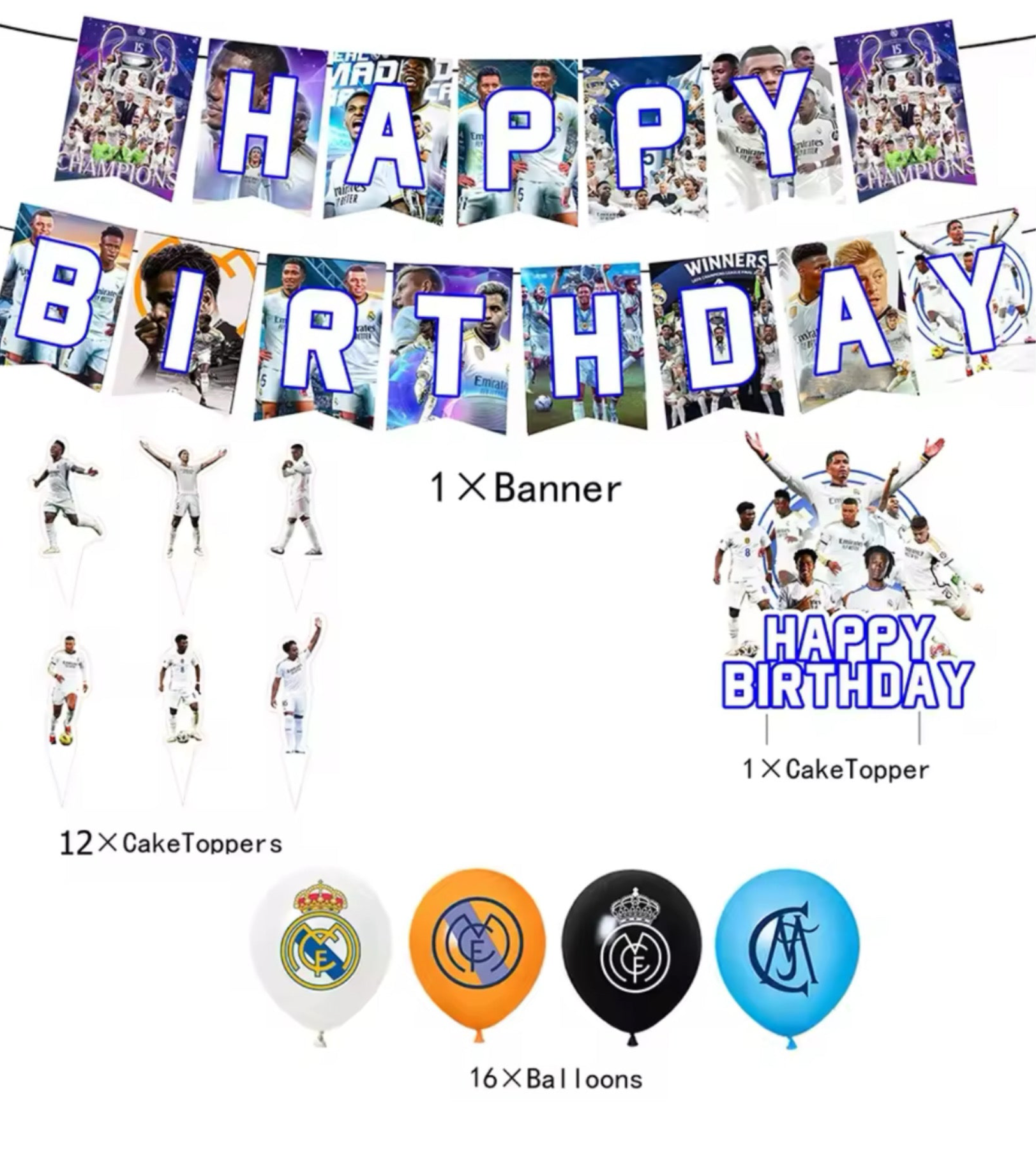Real Madrid Birthday Party Decorations – Complete Decoration Set.