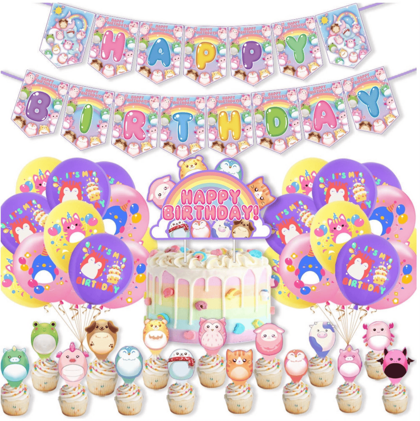 Squishmallows Birthday Party Decorations – Complete Decoration Set.