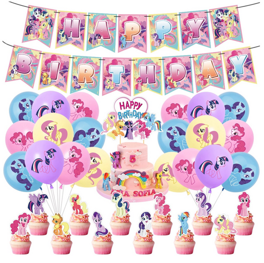 Little Pony Birthday Party Decorations – Complete Decoration Set.
