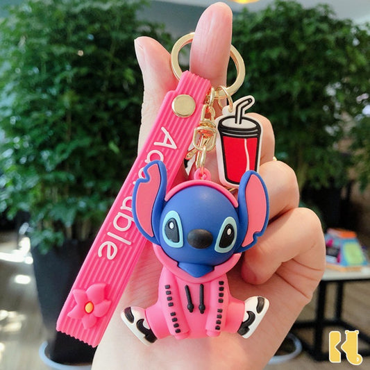 Stitch in Pink Hoodie Keychain