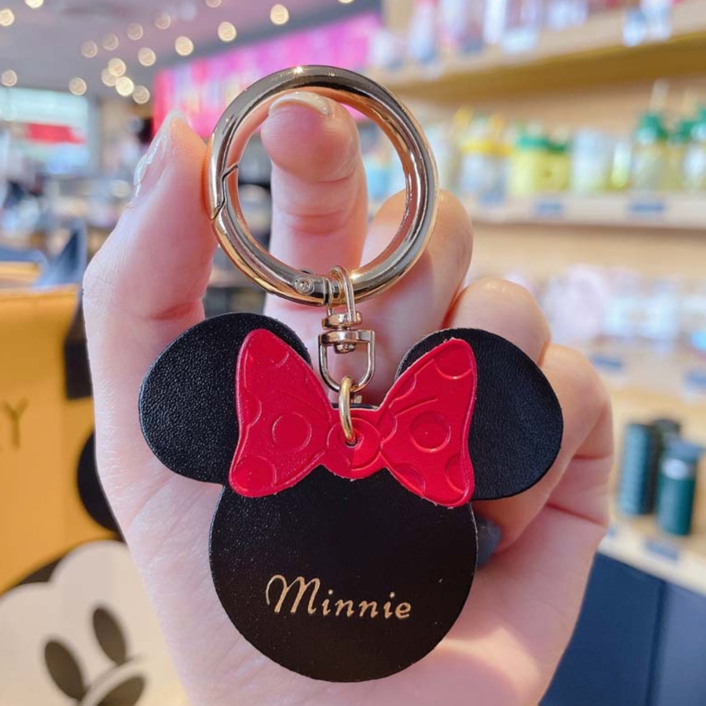 Minnie Mouse Signature Leather Keychain