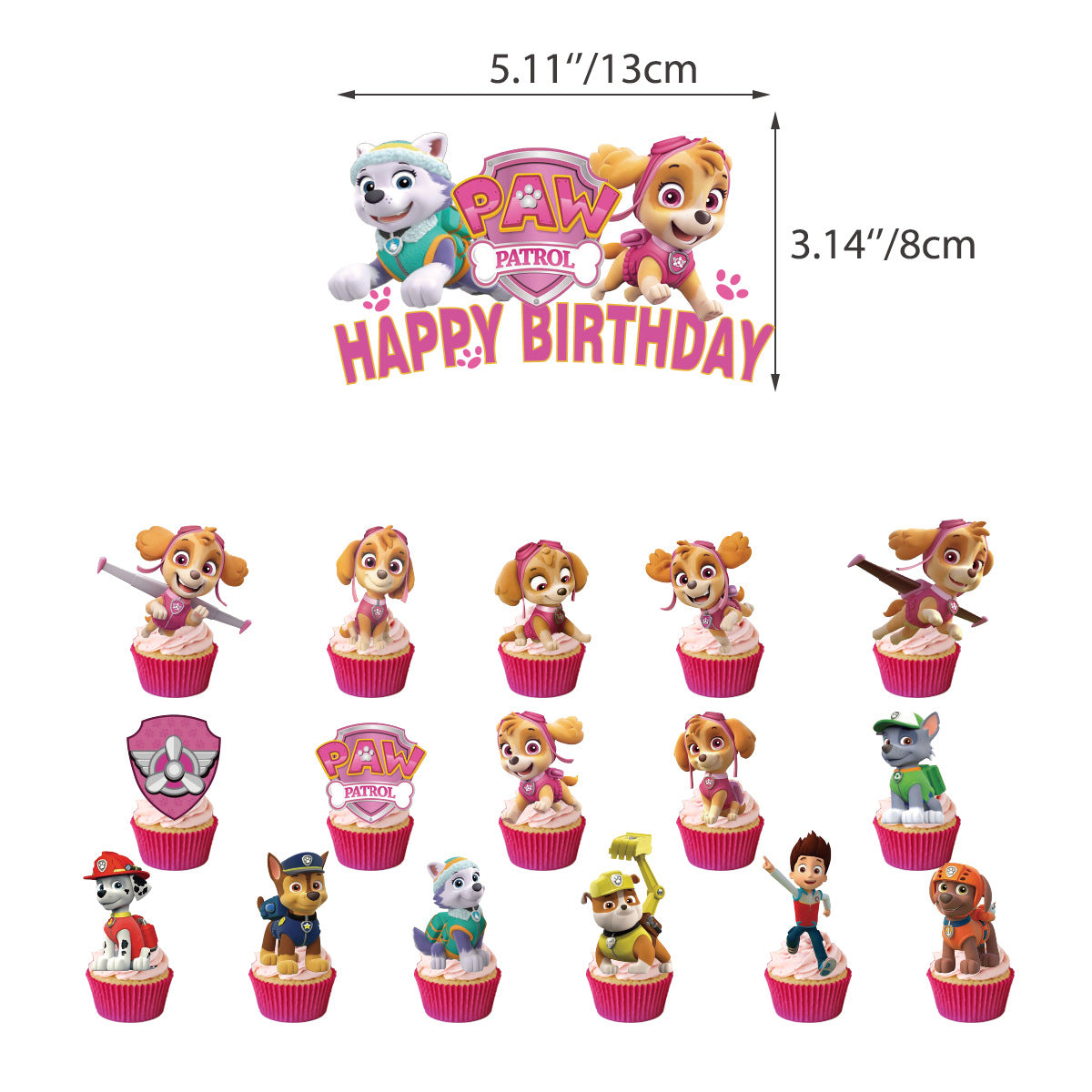 Pink Paw Patrol Birthday party set.