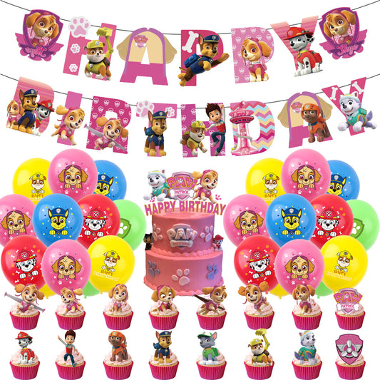 Pink Paw Patrol Birthday party set.
