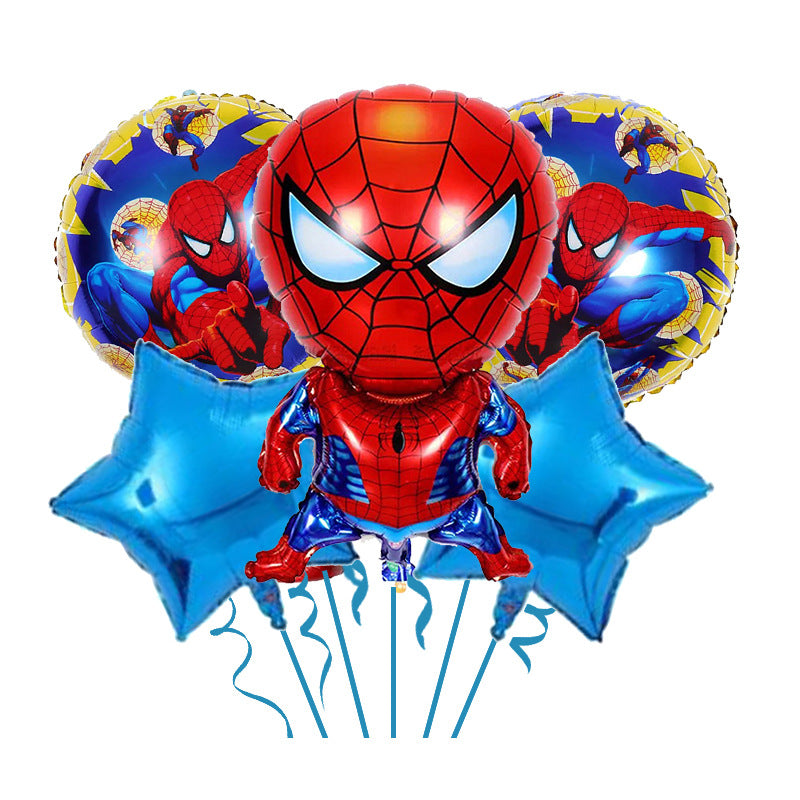 Spiderman set of five foil balloons.