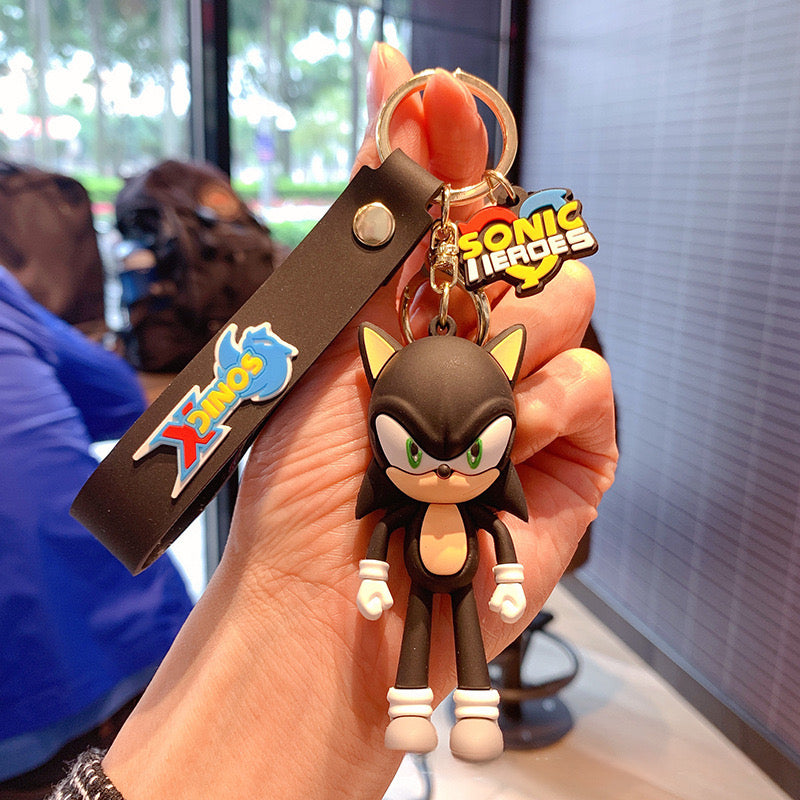 Black Sonic the hedgehog Keychain.