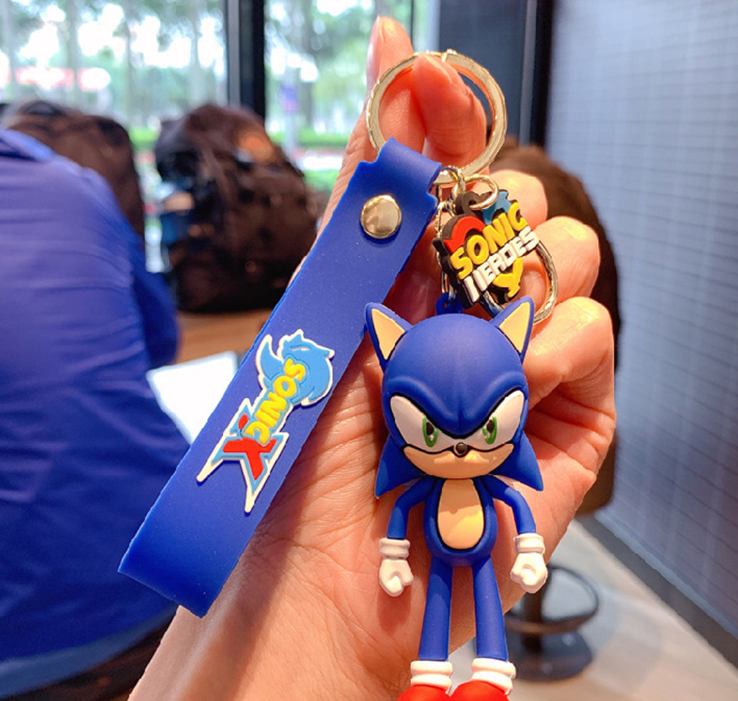 Blue Sonic the hedgehog Keychain.