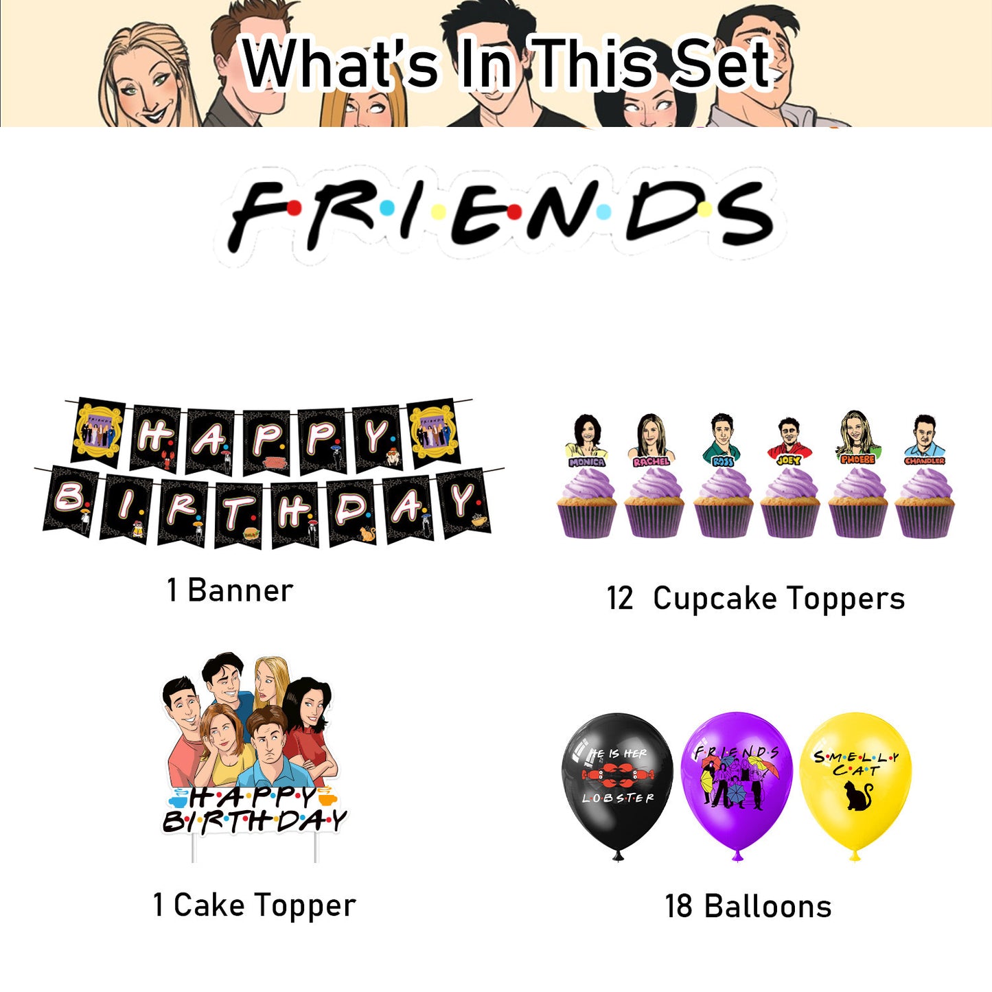 Friends Birthday Party Decorations – Complete Decoration Set.